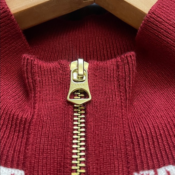NWT Varley Red & White Walter Knit Gold double Zip Jacket Large - Picture 11 of 16